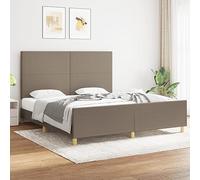 vidaXL Estructura de Cama con Cabecero Dormitorio Mueble Marco Somier Adorno Decoración Soporte Habitación Hogar Tela Gris Taupe 180x200 cm