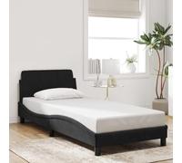 vidaXL Estructura de Cama con Cabecero, Somier para Colchón, Armazón Base de Cama, Mueble Tapizado para Dormitorio, Terciopelo Negro 90x190 cm
