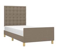vidaXL Estructura de Cama con Cabecero Individual Somier Tapizado Dormitorio Habitación Muebles Cuarto Descanso de Tela Gris Taupe 90x190 cm