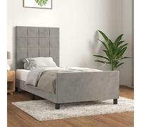vidaXL Estructura de Cama con Cabecero Individual Somier Tapizado Dormitorio Habitación Muebles Cuarto Descanso Terciopelo Gris Claro 100x200cm