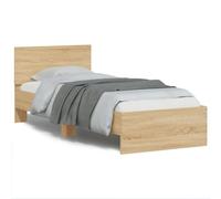 vidaXL Estructura de Cama con Cabecero Luces LED, Somier de Listones de Invitados, Armazón de Cama, Mueble para Dormitorio, Roble Sonoma 75x190 cm