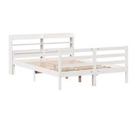 vidaXL Estructura de Cama con cabecero Madera de Pino Blanco 150x200cm, Estructura de Cama de Madera, Base de Cama, Cama Plataforma