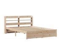 vidaXL Estructura de Cama con cabecero Madera de Pino Blanco 150x200cm, Estructura de Cama de Madera, Base de Cama, Cama Plataforma