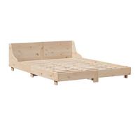 vidaXL Estructura de Cama con cabecero Madera de Pino Blanco 150x200cm, Muebles de Dormitorio, somier, Marco de Cama, Cama, Base de Cama