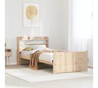 vidaXL Estructura de Cama con cabecero Madera Maciza Pino 100x200 cm, Estructura de Cama de Madera, Base de Cama, Cama de Plataforma