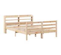 vidaXL Estructura de Cama con cabecero Madera Maciza Pino 140x190 cm, Estructura de Cama de Madera, Base de Cama, Cama Plataforma