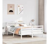 vidaXL Estructura de Cama con cabecero Madera Maciza Pino 160x200 cm, Estructura de Cama de Madera, Base de Cama, Cama Plataforma