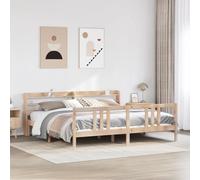 vidaXL Estructura de Cama con cabecero Madera Maciza Pino 180x200 cm, Estructura de Cama de Madera, Base de Cama, Cama Plataforma