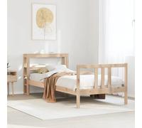 vidaXL Estructura de Cama con cabecero Madera Maciza Pino 90x190 cm, Estructura de Cama de Madera, Base de Cama, Cama de Plataforma