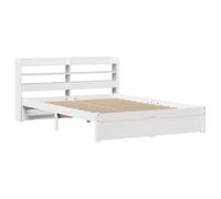 vidaXL Estructura de Cama con cabecero Madera Pino Blanco 120x200 cm, Estructura de Cama de Madera, Base de Cama, Cama Plataforma