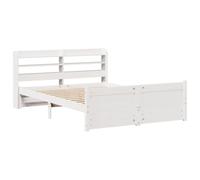 vidaXL Estructura de Cama con cabecero Madera Pino Blanco 120x200 cm, Estructura de Cama de Madera, Base de Cama, Cama Plataforma