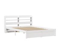 vidaXL Estructura de Cama con cabecero Madera Pino Blanco 140x200 cm, Estructura de Cama de Madera, Base de Cama, Cama Plataforma