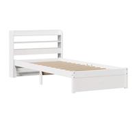 vidaXL Estructura de Cama con cabecero Madera Pino Blanco 75x190 cm, Estructura de Cama de Madera, Base de Cama, Cama de Plataforma