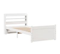 vidaXL Estructura de Cama con cabecero Madera Pino Blanco 75x190 cm, Estructura de Cama de Madera, Base de Cama, Cama de Plataforma