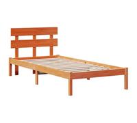 vidaXL Estructura de Cama con cabecero marrón Encerado 75x190 cm de Madera Maciza para Dormitorio diseño Moderno Durable fácil ensamblaje no Necesita somier Base Individual compacta Interior Minimal