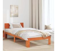 vidaXL Estructura de Cama con Cabecero Marrón Encerado 80X200 cm Individual Madera Maciza de Pino Diseño Minimalista Almacenamiento Bajo Cama Adulto Cuarto de Huéspedes Estilizado Que Ahorra Espacio