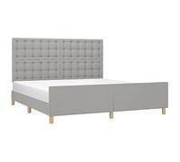 vidaXL Estructura de Cama con Cabecero Matrimonial Somier Tapizado Dormitorio Habitación Muebles Cuarto Descanso Tela Gris Claro 160x200 cm