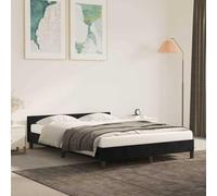 vidaXL Estructura de Cama con Cabecero Matrimonial Somier Tapizado Dormitorio Habitación Muebles Cuarto Descanso de Terciopelo Negro 140x190 cm
