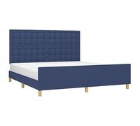 vidaXL Estructura de Cama con Cabecero Matrimonial Somier Tapizado Dormitorio Habitación Muebles Cuarto Descanso de Tela Azul 180x200 cm