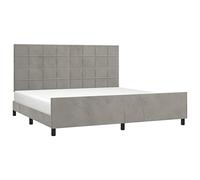 vidaXL Estructura de Cama con Cabecero Matrimonial Somier Tapizado Dormitorio Habitación Muebles Cuarto Descanso Terciopelo Gris Claro 200x200cm
