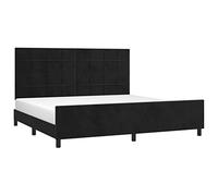 vidaXL Estructura de Cama con Cabecero Matrimonial Somier Tapizado Dormitorio Habitación Muebles Cuarto Descanso de Terciopelo Negro 200x200 cm