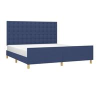 vidaXL Estructura de Cama con Cabecero Matrimonial Somier Tapizado Dormitorio Habitación Muebles Cuarto Descanso de Tela Azul 160x200 cm