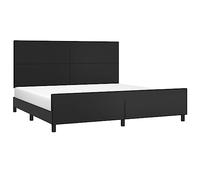 vidaXL Estructura de Cama con Cabecero Matrimonial Somier Tapizado Dormitorio Habitación Muebles Cuarto Descanso Cuero Sintético Negro 200x200cm