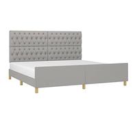 vidaXL Estructura de Cama con Cabecero Matrimonial Somier Tapizado Dormitorio Habitación Muebles Cuarto Descanso de Tela Gris Claro 200x200 cm