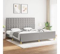 vidaXL Estructura de Cama con Cabecero Matrimonial Somier Tapizado Dormitorio Habitación Muebles Cuarto Descanso de Tela Gris Claro 200x200 cm