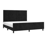 vidaXL Estructura de Cama con Cabecero Matrimonial Somier Tapizado Dormitorio Habitación Muebles Cuarto Descanso de Terciopelo Negro 180x200 cm