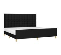 vidaXL Estructura de Cama con Cabecero Matrimonial Somier Tapizado Dormitorio Habitación Muebles Cuarto Descanso de Tela Negro 200x200 cm