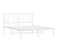 vidaXL Estructura de Cama con cabecero Metal Blanca 160x200 cm, armazón de Cama, Cama, Estructura de Cama de Metal, Marco de Cama