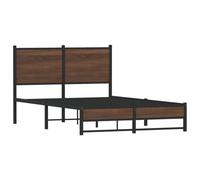 vidaXL Estructura de Cama con cabecero Metal marrón Roble 120x190 cm, armazón de Cama, Cama, Estructura de Cama de Metal, Marco de Cama