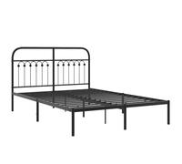 vidaXL Estructura de Cama con cabecero Metal Negro 135x190 cm, armazón de Cama, Cama, Estructura de Cama de Metal, Marco de Cama