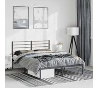 vidaXL Estructura de Cama con cabecero Metal Negro 150x200 cm, armazón de Cama, Cama, Estructura de Cama de Metal, Marco de Cama