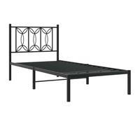 vidaXL Estructura de Cama con cabecero Metal Negro 90x190 cm, armazón de Cama, Cama, Muebles de Dormitorio, Marco de Cama, Cama Individual