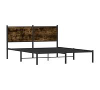 vidaXL Estructura de Cama con cabecero Metal Roble Ahumado 150x200 cm, armazón de Cama, Cama, Estructura de Cama de Metal, Marco de Cama