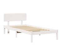 vidaXL Estructura de Cama con Cabecero Montado en la Pared 75 x 190 cm de Madera Sólida de Pino, Resistente y Fácil de Montar, Muebles de Dormitorio Modernos, Plataforma Interior Robusta y Minimalis