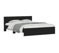 vidaXL Estructura de Cama con cabecero Negra 150x200 cm, Cama, Cama de Matrimonio, Muebles de Dormitorio, Cama Doble, somier, Cama de Invitados