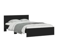 vidaXL Estructura de Cama con cabecero Negro 135x190 cm, Cama, Cama de Matrimonio, Muebles de Dormitorio, Cama Doble, somier, Cama de Invitados