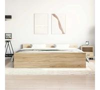 vidaXL Estructura de Cama con Cabecero Piecero, Armazón Marco de Cama, Somier de Invitados, Mueble para Dormitorio, Roble Sonoma 200x200 cm