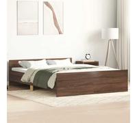 Estructura de cama con cabecero piecero roble marrón 140x200 cm