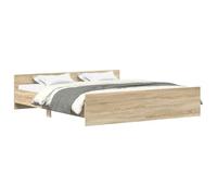 vidaXL Estructura de Cama con Cabecero Piecero, Armazón Marco de Cama, Somier de Invitados, Mueble para Dormitorio, Roble Sonoma 200x200 cm