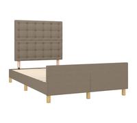 vidaXL Estructura de Cama con Cabecero, Somier Armazón de Listones, Marco Base de Cama, Mueble para Dormitorio, Tela Gris Taupe 120x190 cm