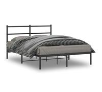 vidaXL Estructura de Cama con Cabecero, Somier de Cama, Armazón Marco de Cama, Cama de Invitados para Dormitorio, Metal Negro 135x190 cm