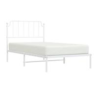 vidaXL Estructura de Cama con Cabecero, Somier de Invitados, Armazón Marco de Listones de Cama, Mueble para Dormitorio, Metal Blanco 100x190 cm