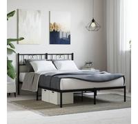 vidaXL Estructura de Cama con Cabecero, Somier de Listones, Base Armazón de Cama, Mueble para Hogar Dormitorio, Metal Negro 120x190 cm