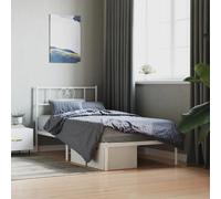 vidaXL Estructura de Cama con Cabecero, Somier de Listones, Base Armazón de Cama, Mueble para Hogar Dormitorio, Metal Blanco 107x203 cm