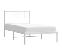 vidaXL Estructura de Cama con Cabecero, Somier de Listones, Base Armazón de Cama, Mueble para Hogar Dormitorio, Metal Blanco 107x203 cm