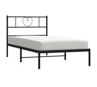vidaXL Estructura de Cama con Cabecero, Somier de Listones, Base Armazón de Cama, Mueble para Hogar Dormitorio, Metal Negro 90x190 cm